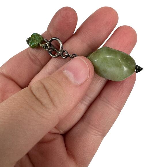 Handmade Beaded green turquoise necklace - Picture 7 of 8